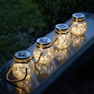 Solcellelampe - Glaskrukke med lyskæde